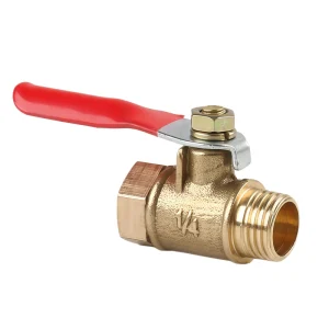 Brass Ball Valve Dual Thread & Barb Connector 1/8″-1/2″ Red Handle for Air Pump Water