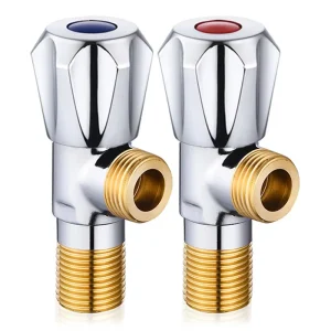 Brass Bathroom Accessories 90 Degree Hot/Cold Water Stop Angle Valve Chrome-Finished Steel Bathroom Toilets