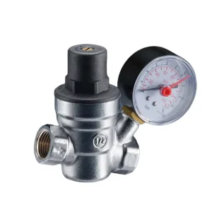 Brass Chrome/Nickel-Plated Pressure Reducing Valve with Pressure Gauge