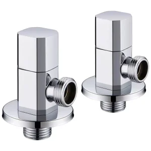 Brass Chrome-Plated Wall-Mounted 90-Degree Angle Valve for Bathroom Sink and Toilet 1/2 Inch