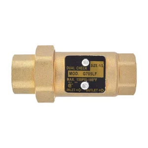Brass Dual Check Valve 1/2″ FNPT Threaded Plumbing Anti-Backflow Valve