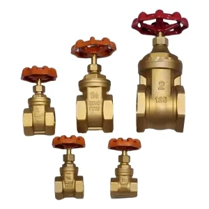Brass Gate Valve PN16 4″ NPT Ball Valve with Red Wheel Handle Heavy Duty Cast Iron Handwheel Standard Flow