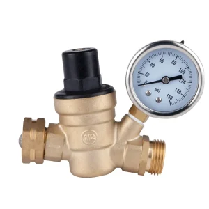 Brass Lead-Free Adjustable Water Pressure Reducing Regulator Valve with Gauge 16 bar 1/2-1 Inch Port