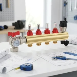 Brass Manifolds with Air Vent Valve Ball Valve for Radiant Floor Heating Systems and Parts