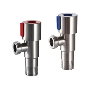 Brass Manual Faucet Accessory Blue and Red Quarter-Turn Water Angle Valve Large Flow Cold and Hot Water