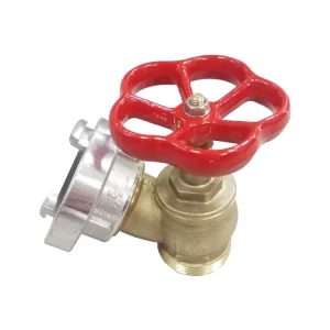 Brass Slanted Fire Landing Valve 1 1/2 in and 2 in Inlet Male Outlet Grooved Coupling Storz 300 PSI Model 8511071