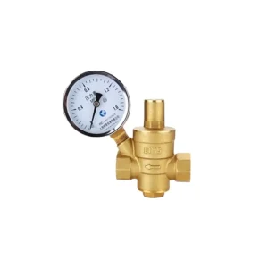Brass Threaded Adjustable Pressure Control Reducing and Relief Valve with Pressure Gauge