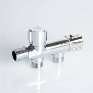 Brass Three Way Angle Valve 1/2 Inch Water Diverter Valve Faucet Parts for Bathroom Use
