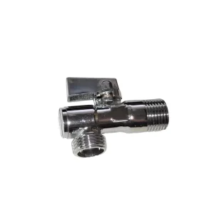 Brass Two Way T Handle Toilet Bathroom 90 Degree Water Angle Stop Ball Valve