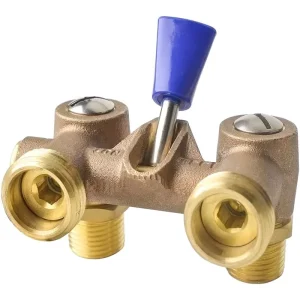 Brass Washing Machine Shut Off Valve 1/2Inch MNPT Sweat Inlet 3/4Inch Hose Thread Outlet Single Lever Hot Cold Water Compatible