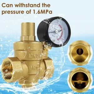 Brass Water Pressure Reducer Regulator Valve 3/4 inch DN20 and 1/2 inch DN15 Adjustable