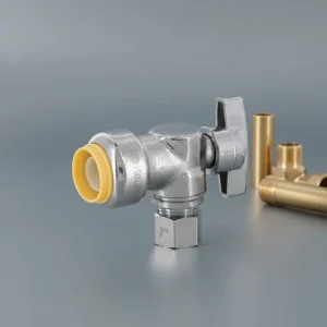 Brass Zinc Plated Female Quick Release Copper Push Fit Angle Type 1 4 Quarter Turn Valve for PEX Copper Plumbing Water Pipes