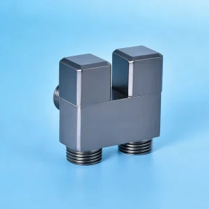 Brushed Gunmetal Sanitary One-Inlet Two-Outlet Threaded Pressure-Resistant Double-Way Angle Valve