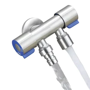 Brushed Stainless Steel Copper Core Toilet Companion Dual Nozzle One Inlet Two Outlet Dual Use Triangle Valve Angle Valve