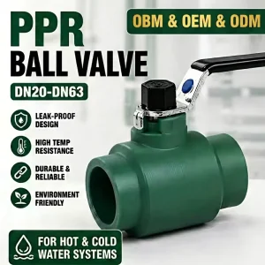 Building Water Supply Heating System High Temperature Resistant Brass Core DN20 63 PPR Ball Valve