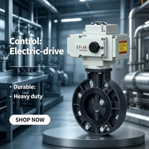 CE Standard Waterproof Electric Actuator Anti rust UPVC Wafer Type Pipeline Shut off Electric Butterfly Valve