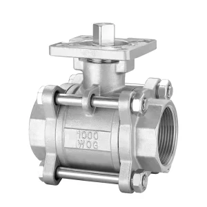 CF8 CF8M Stainless Steel Screw End 3PC Ball Valve with Mounting Pad Heavy Duty