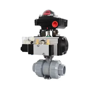 COKVER PVC 2 Ways Pneumatic Control Ball Valve Spring Returned Limit Switch Box AC 250V 3A Water OEM PN1.0MPa 1 Year Warranty