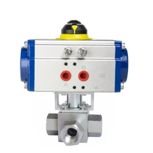 COVNA China Manufacturer High Pressure DN25 1 2” Stainless Steel 304 Thread Pneumatic Actuator 3 Way Ball Valve