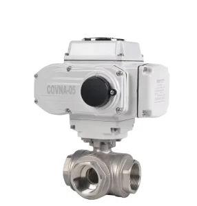 COVNA L/T Port Inch DN25/50/80 12vdc 110vac 220vac Electric Three Way Valve Control Motorized Threaded Ball Valve