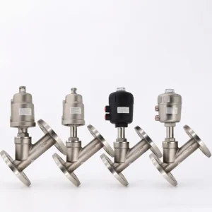 Carp Journey 304 Stainless Steel Double Acting Pneumatic Flange Angle Seat Valve DN15 DN125 for Alcohol Steam Gas Acid Alkaline