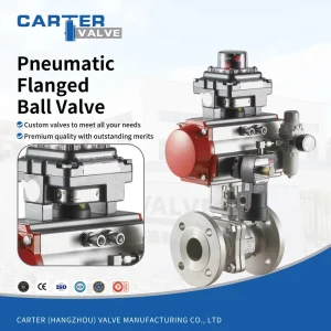 Carter Pneumatic Flanged Ball Valve Stainless Steel Lockable Stem Blowout Proof Sulfur-containing Gas AC220V Outdoor IP67 CE
