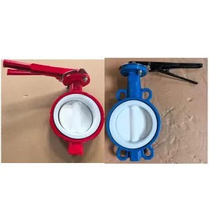 Chemical Industry PTFE Fully Lined Butterfly Valve SS316 Wafer Type Hand Lever Resistant HCl H2SO4 Corrosion Proof Zero Oil