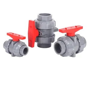 China Manufacturer Factory Price High Quality Dark Gray UPVC DIN DN25 UPVC Double Ball Valve