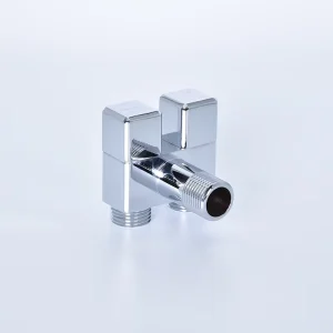 Chrome Bidet Angle Stop Valve Dual-Handle Brass Water Stop Valve One Inlet Two Outlets for Toilet Faucet