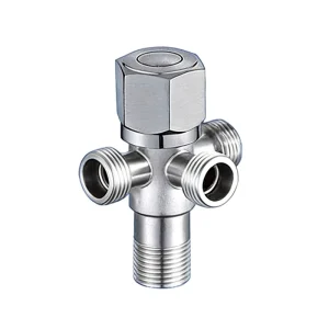 Chrome-Plated Wall-Mounted 304 Stainless Steel Angle Valve, 1/2 Inch, for Bathroom and Toilet