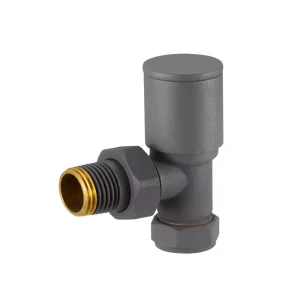 Chrome and Anthracite Angled Radiator Valves for Bathroom Towel Radiators BJ21006-J