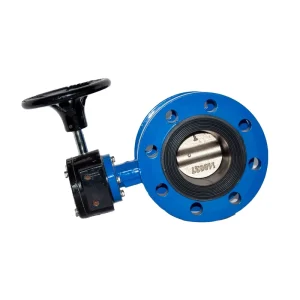 Class150 Ductile Iron DN50-200 Worm Gear Double Flanged Type Butterfly Valve Manufacturer