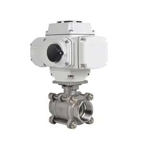 Compact Electric Actuator 3 Piece Threaded Stainless Steel Ball Valve Modulating On Off Optional Remote Automated Flow Water
