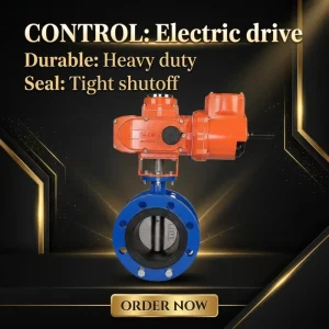 Compact Electric Ductile Iron Flanged Butterfly Valve AC220V for High Temperature Base and Water Applications