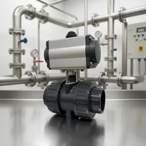 Corrosion Resistant PVC Double Acting 1 2 3 4 Inch BSPT Threaded Chemical Water Purification Pneumatic Ball Valve