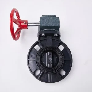 Corrosion Resistant PVC Wafer Type Butterfly Valve Red Plastic Hand Lever Lightweight Structure Acid Alkali Medium DN50 200mm 1