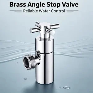 Cross Handle Solid Brass Angle Stop Valve Polished Chrome Split Vertical Cylinder G1 2 Water Shut Off Valve