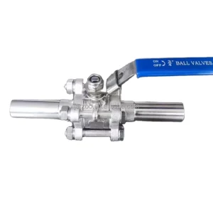 Custom 304 316 SS 3 Piece Industrial Ball Valve with Long Butt Weld