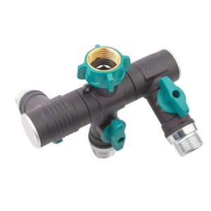 Custom 360 Degree Chrome Male Adapter with Shut Off Valve Connector Outdoor Faucet 3 Way Quick Connect Garden Hose Splitter