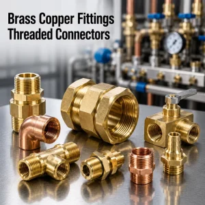 Custom Brass Copper CNC Machined Fittings Threaded Connectors Valve Parts OEM Precision Components