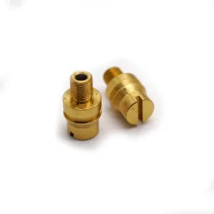 Custom Precision Brass Turned Components Slotted Threaded Stepped Shaft Valve Mechanical Fitting