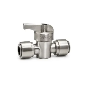 Custom SUS 316L Straight Shut off Inline Ball Valve 1/4″ 3/8″ Quick Push Fit Connector RO Water Filter Purifier Parts Fitting