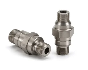 Custom Ti-6Al-4V CNC Turned Valve Adapter With Threading And Chamfer Detail Titanium CNC Parts Supplier