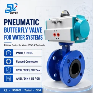 Customizable Ductile Iron Body EPDM NBR PTFE Seat Pneumatic Flanged Butterfly Valve with Pneumatic Actuator