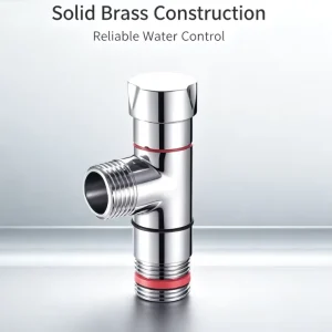 Cylindrical Body Brass Angle Stop Valve Red Seal Ring Leak Proof Bathroom Water Control Valve
