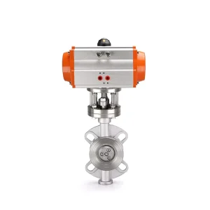 D673W 16P C Pneumatic Wafer Type Three Eccentric Stainless Steel 304 316L 4 Inch Port Size Normal Temperature Butterfly Valve