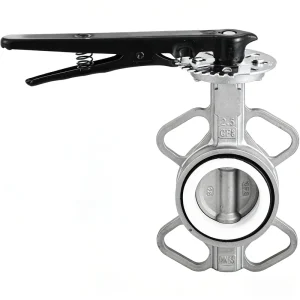 D71F 16P 304 Stainless Steel Manual Butterfly Valve with PTFE Soft Seal Wafer Type Suitable for Basic Media