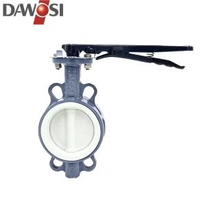 D71F46C Wafer Type Butterfly Valve Cast Steel Body Full PTFE Lined Industrial Acid Alkali Resistant Valve