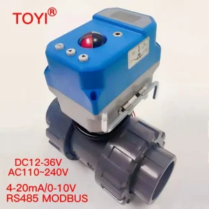 DC12~35V/AC110~240V Intelligent Regulating Actuators UPVC/PVC 4-20mA/0-10V Proportional Electric Ball Valves for Water Gas&oil