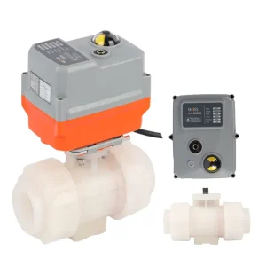 DC12V 24V PVDF 2 Way Motorized Ball Valve True Union Thread Connection Corrosion Resistant Electric Actuator Valve